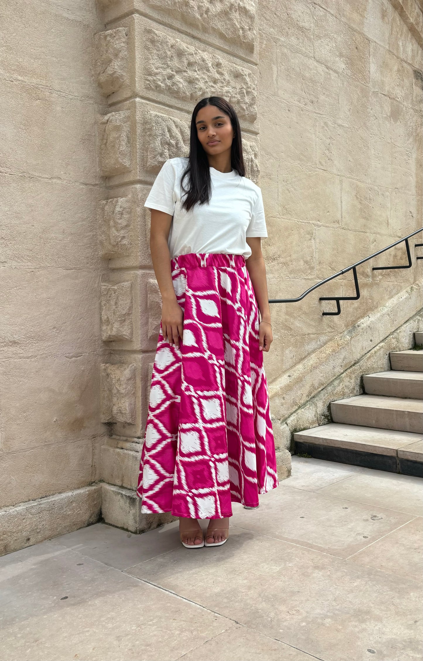 LONG PINK SKIRT 100% COTTON