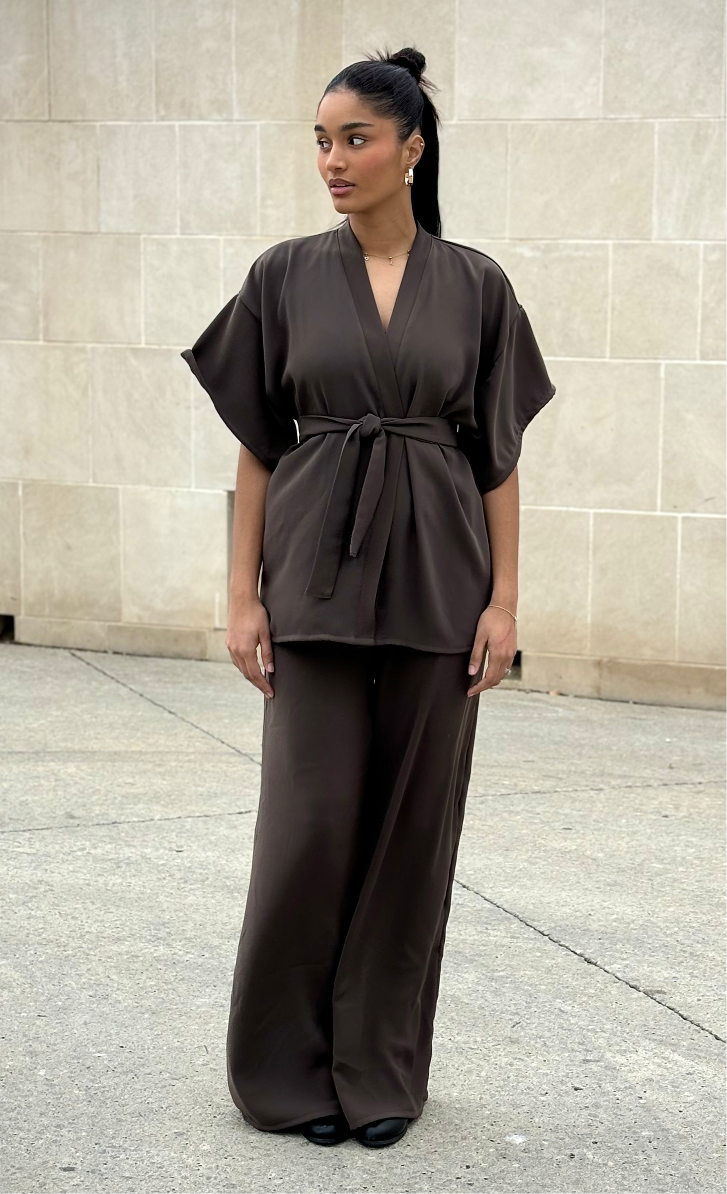 ENSEMBLE KIMONO MARRON GLACÉ