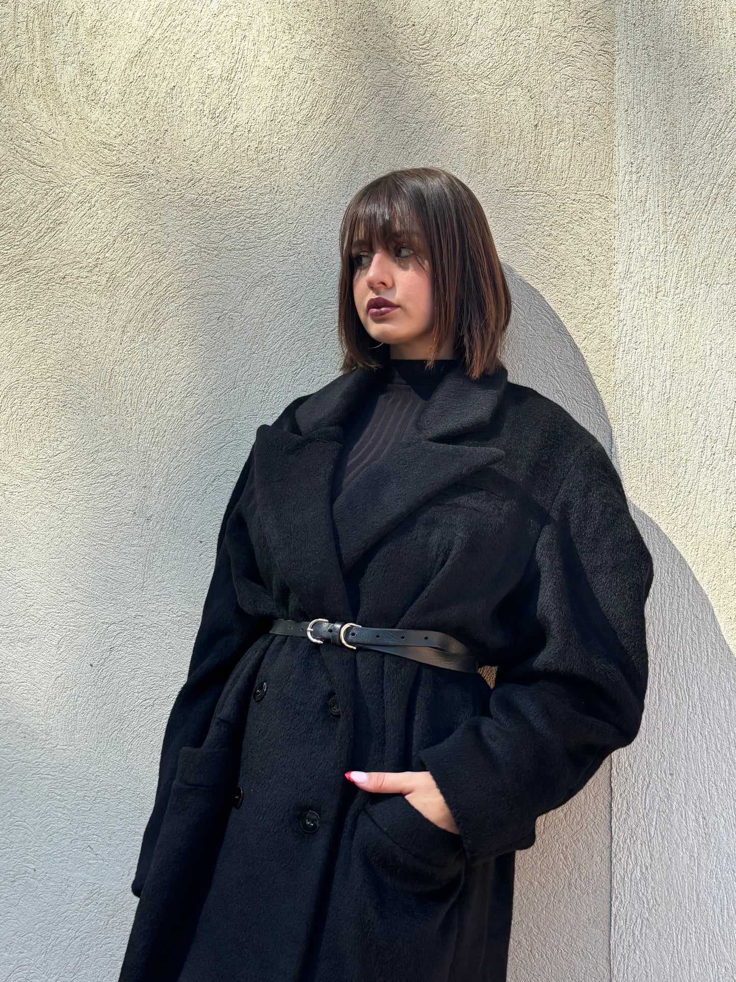 MANTEAU MANCHE BALLON 100% LAINE MOHAIR