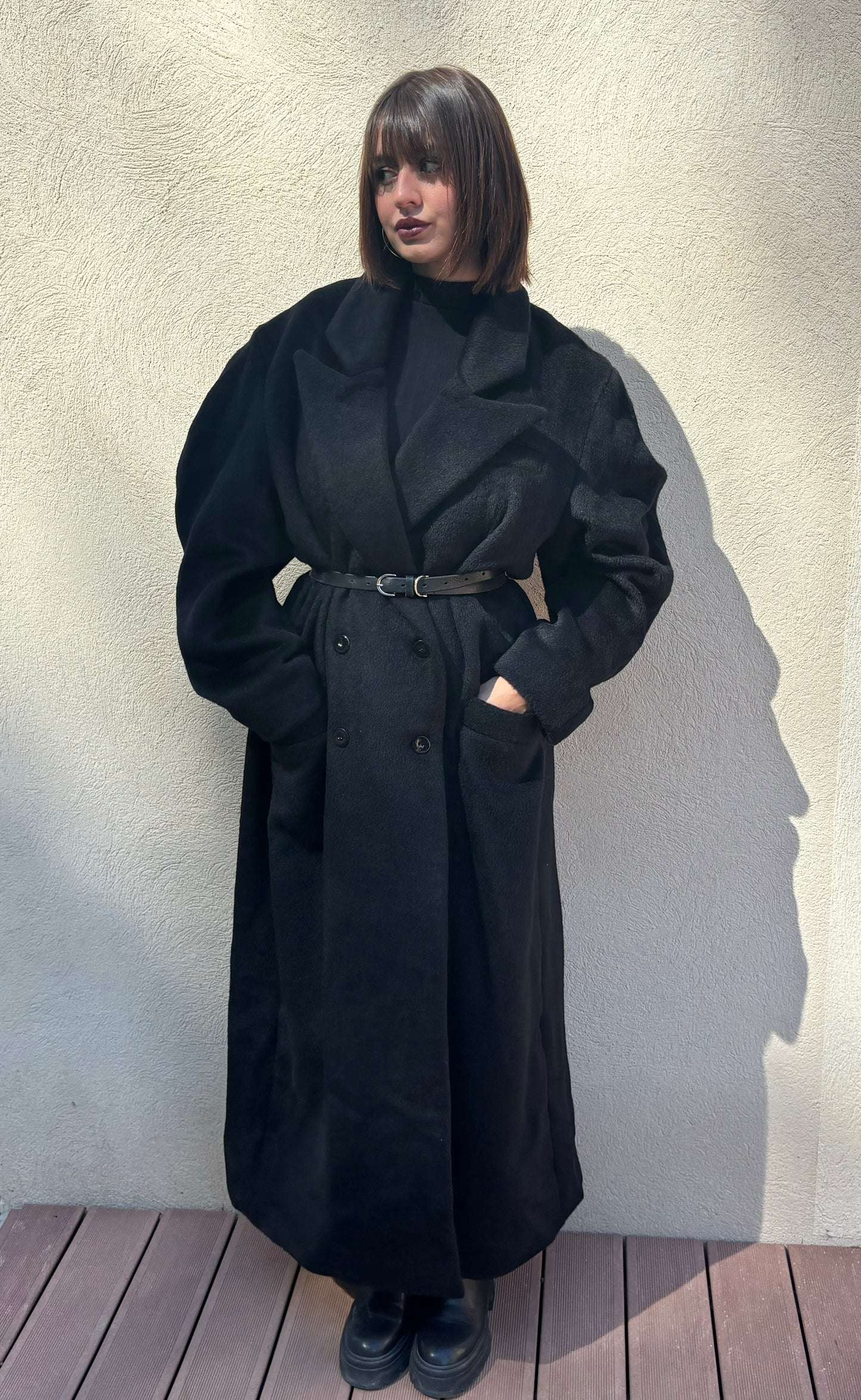 MANTEAU MANCHE BALLON 100% LAINE MOHAIR