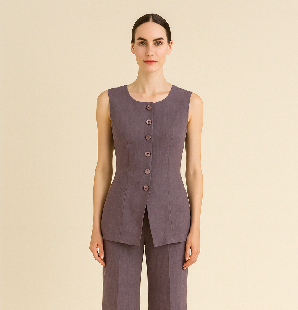 100% LINEN SLEEVELESS TOP