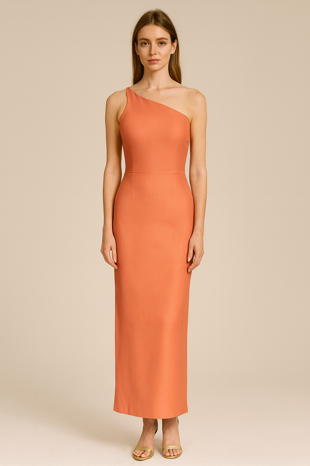 Robe corail asymétrique