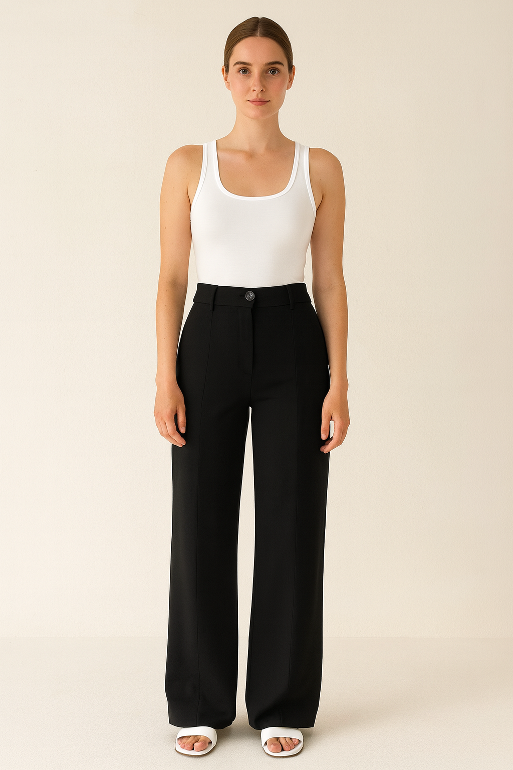 PANTALON NOIR 100% LAINE