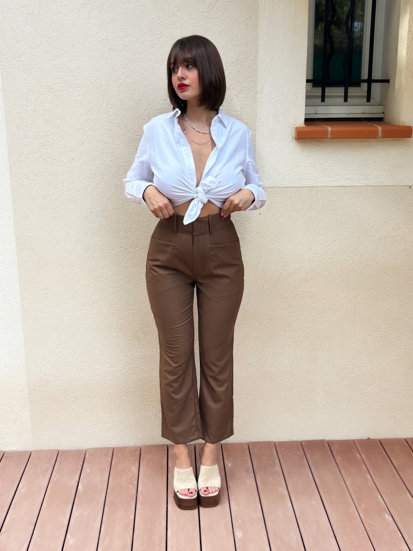 PANTALON BOOT-CUT 100% FLANELLE DE LAINE