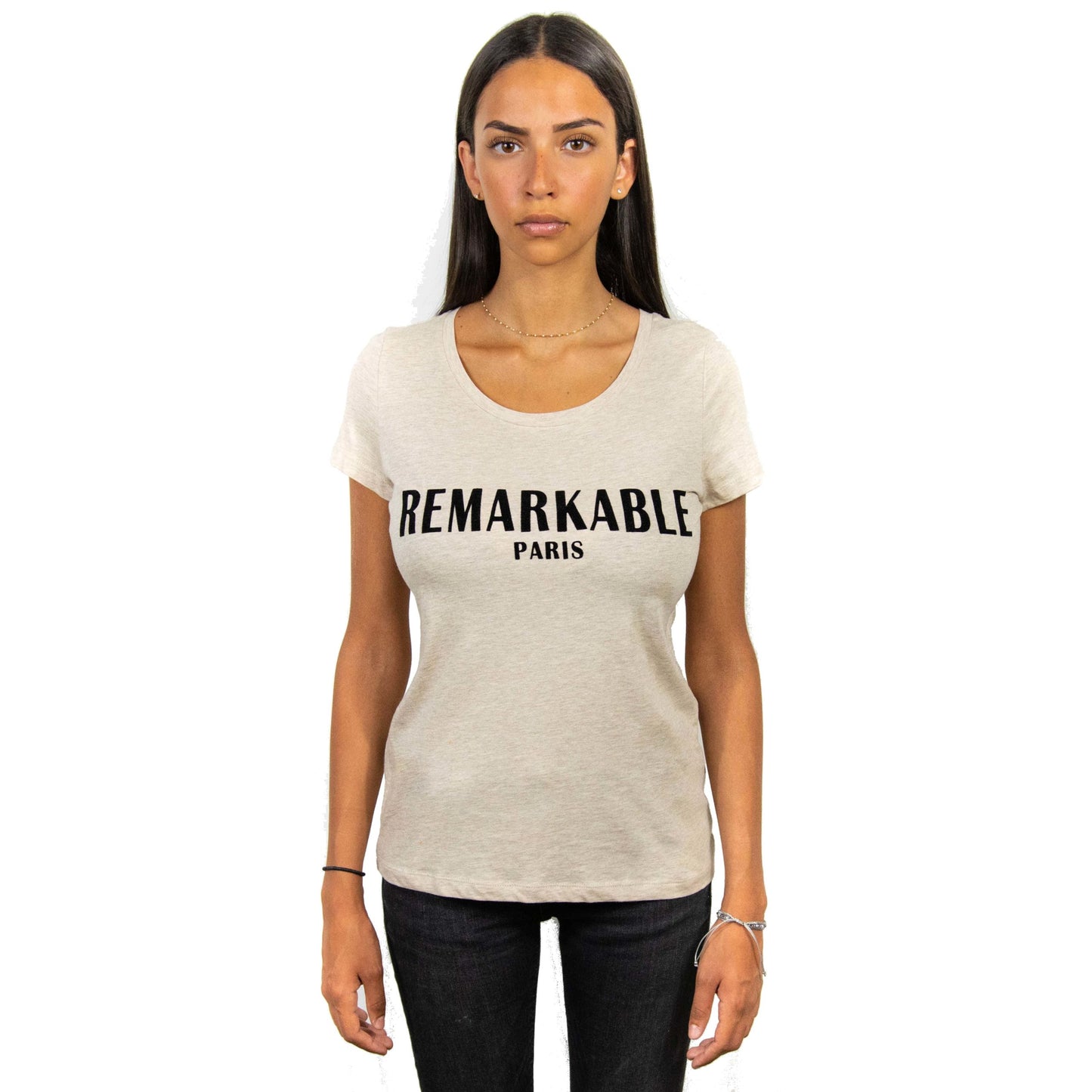 REMARKABLE PARIS CLASSIC VELVET BLACK FITTED T-SHIRT