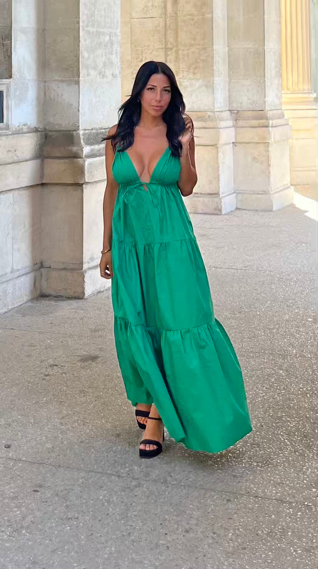 GREEN POPLIN DRESS