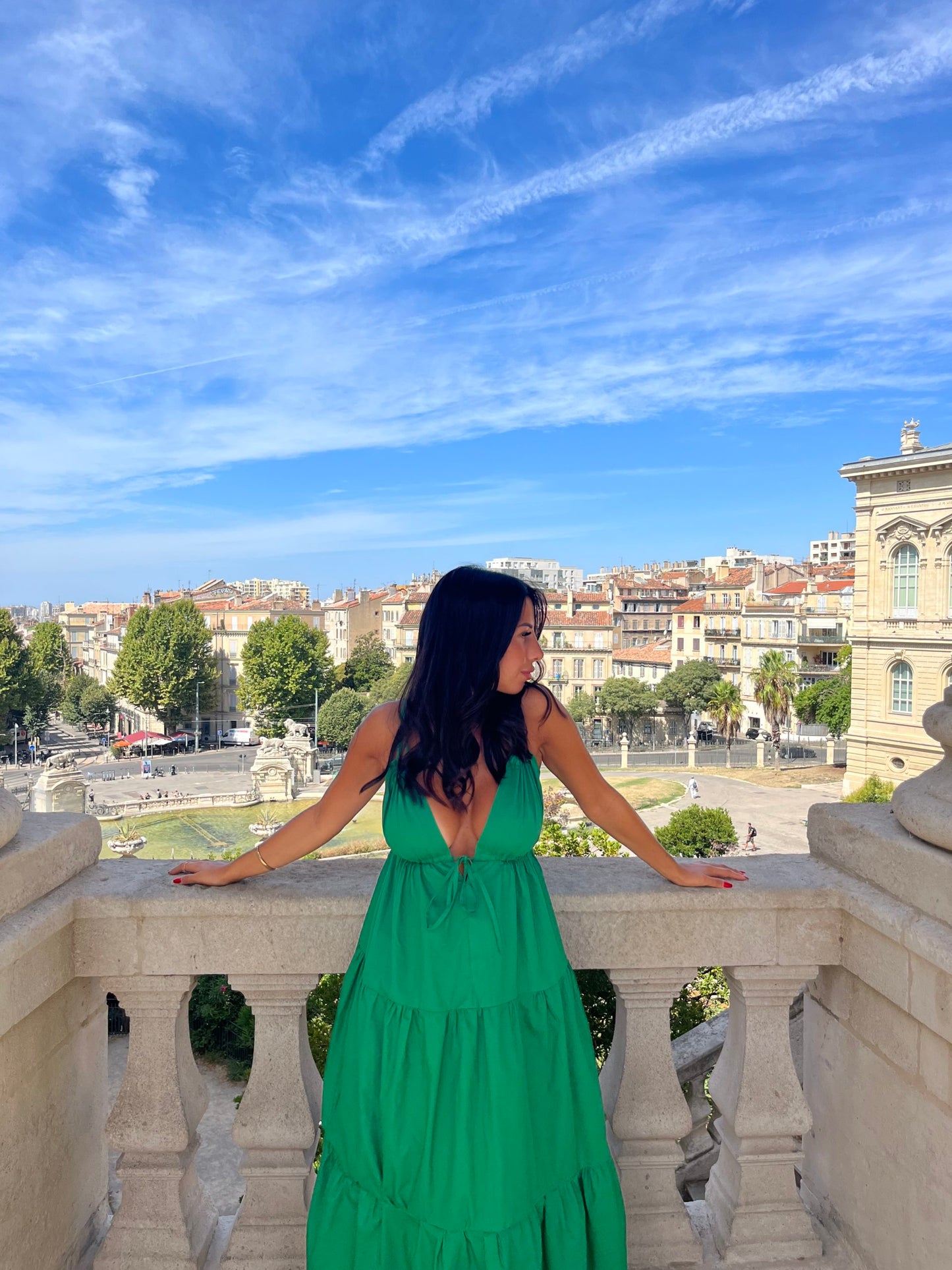GREEN POPLIN DRESS