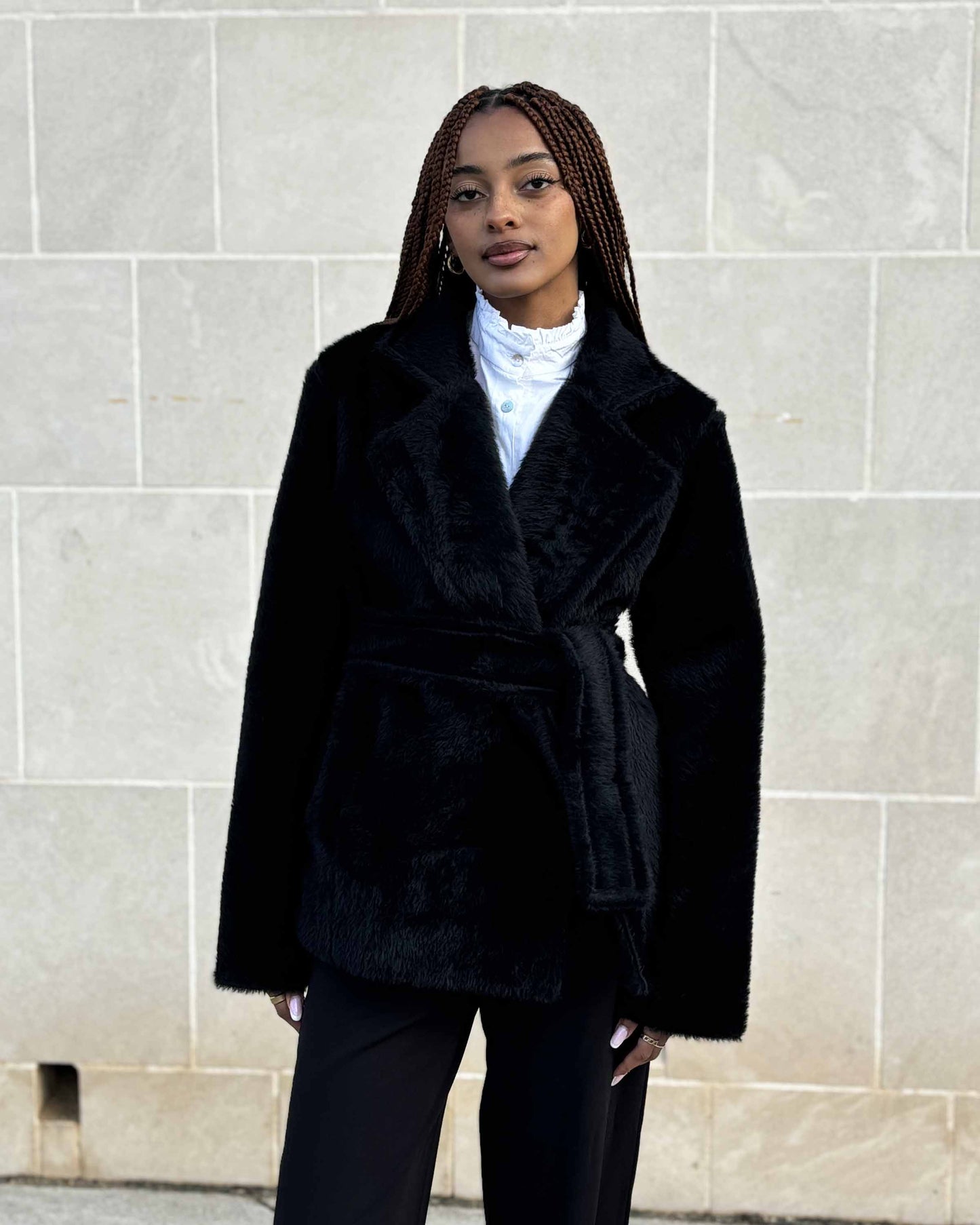 VESTE 100% LAINE EFFET FOURRURE