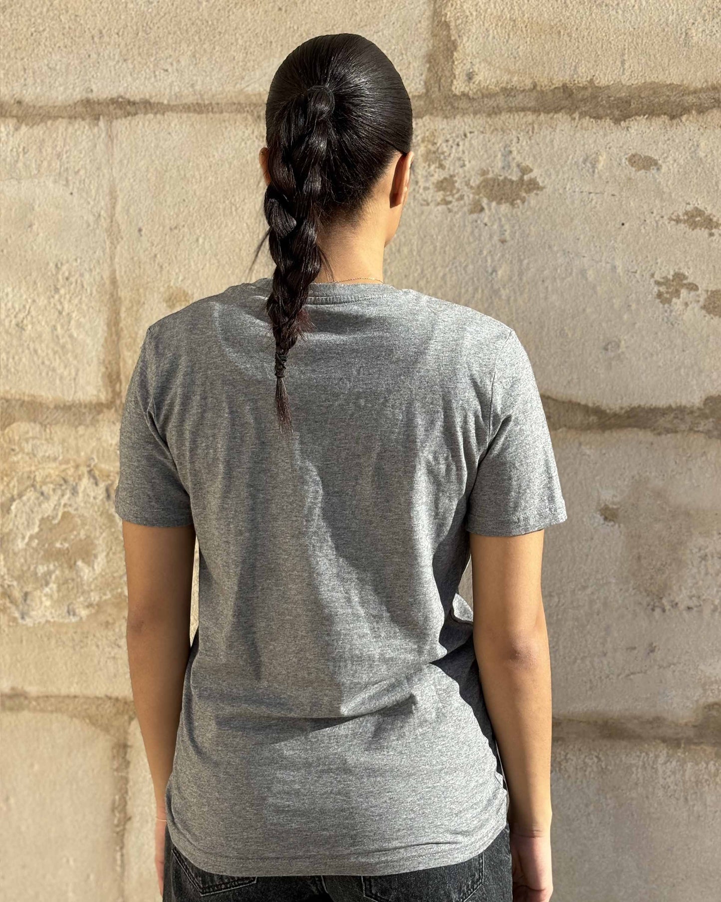 GREY AND RED ORGANIC COTTON T-SHIRT