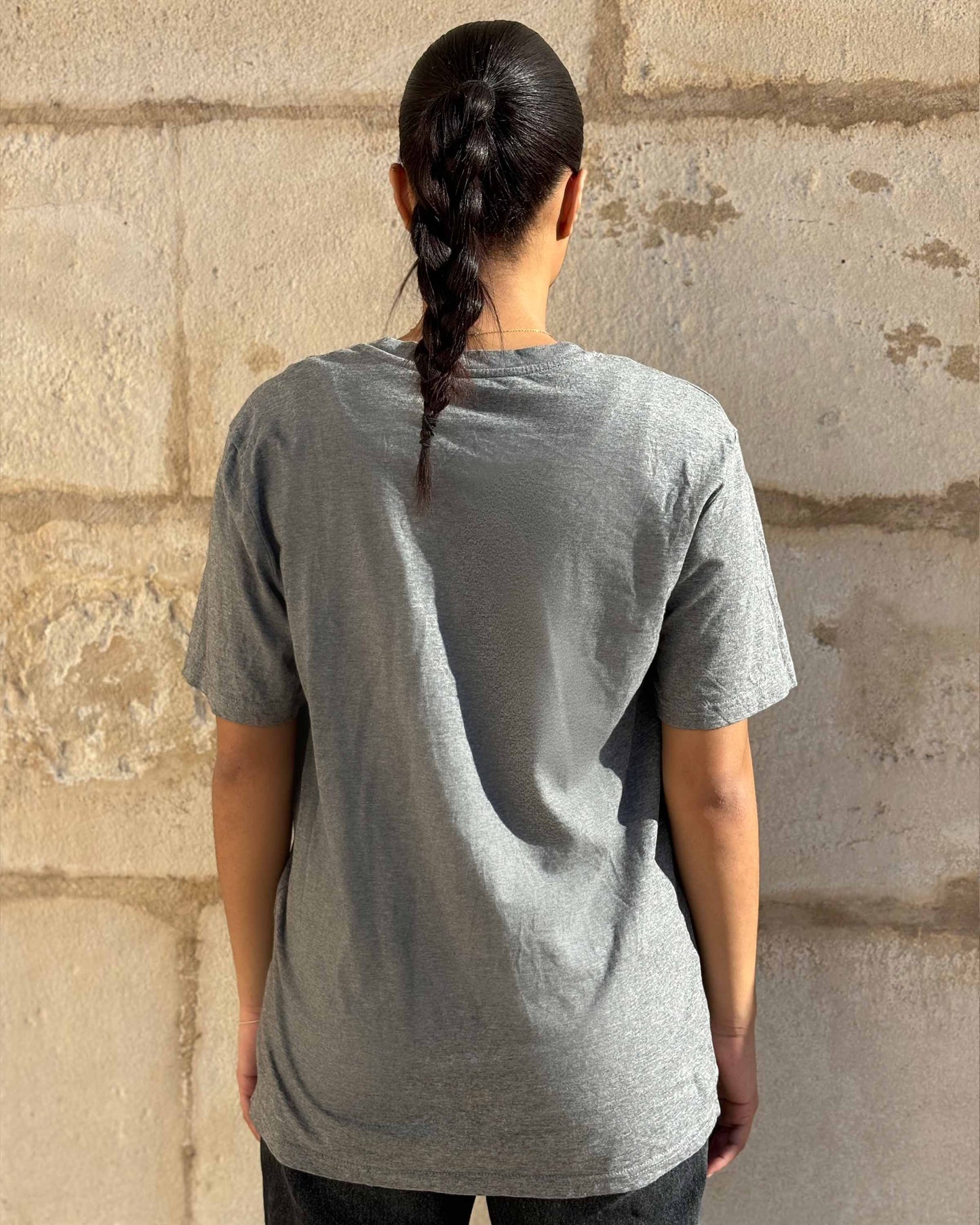 GREY AND WHITE ORGANIC COTTON T-SHIRT