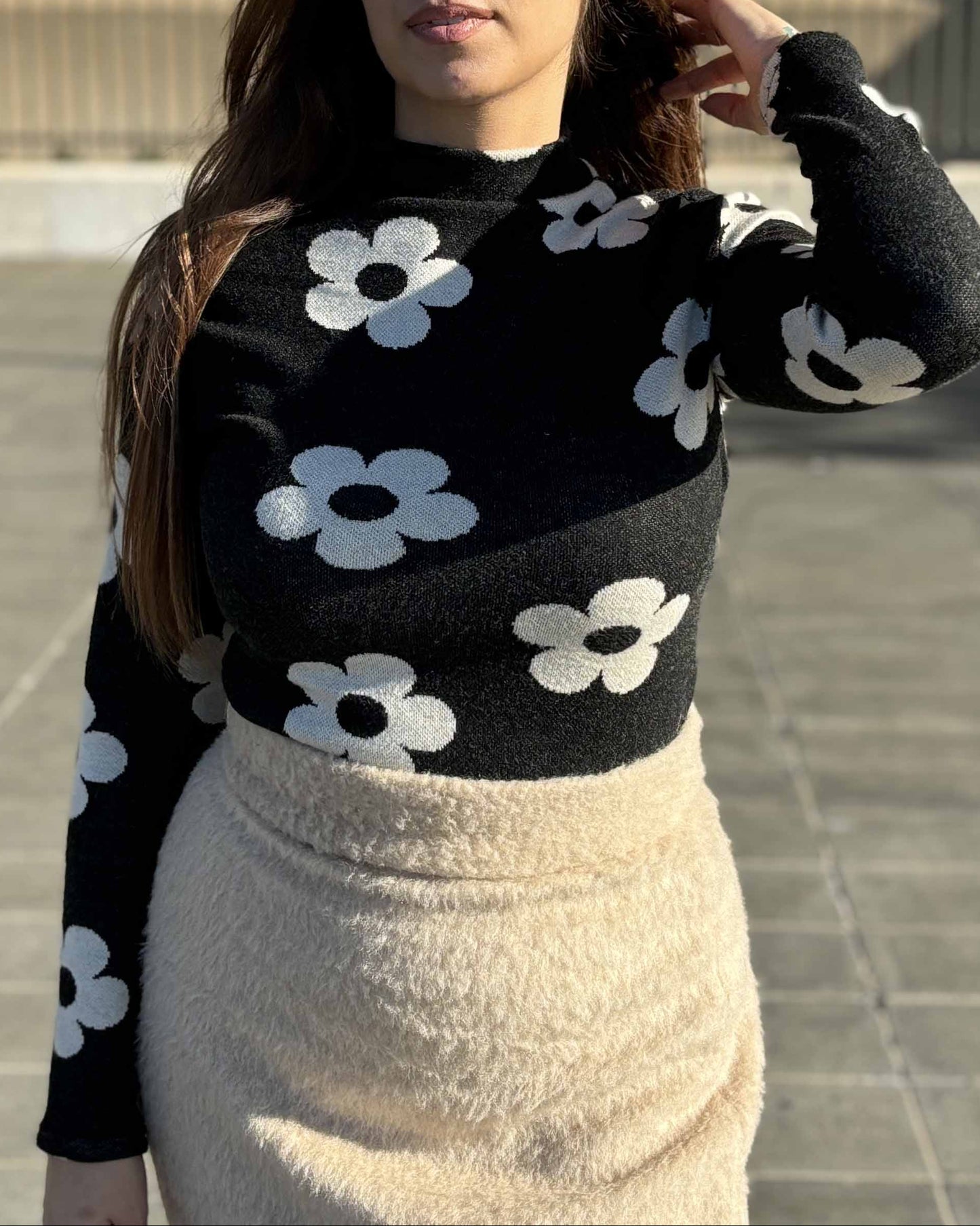 PULL COL MONTANT ZÈBRE