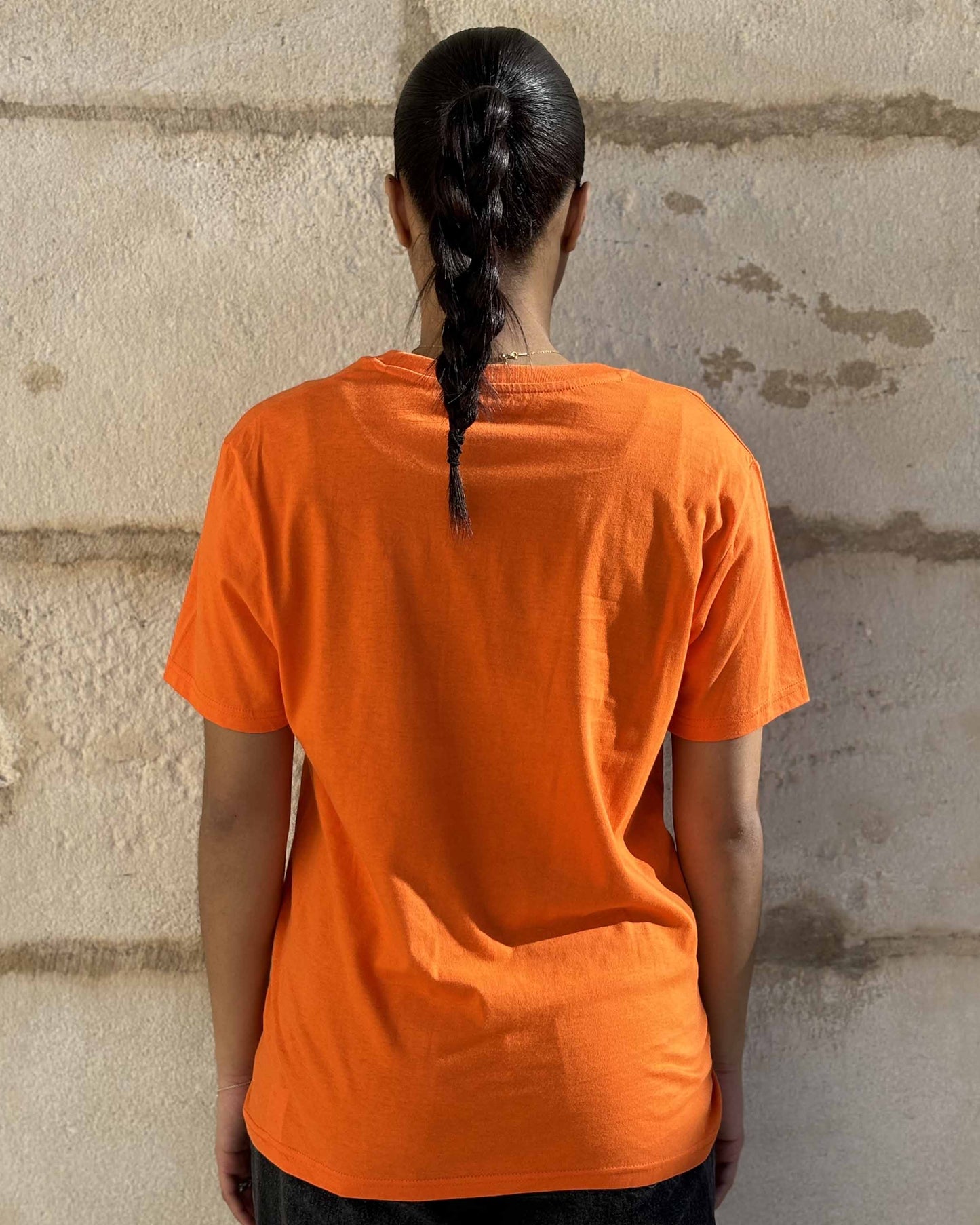 ORANGE AND BLACK ORGANIC COTTON T-SHIRT