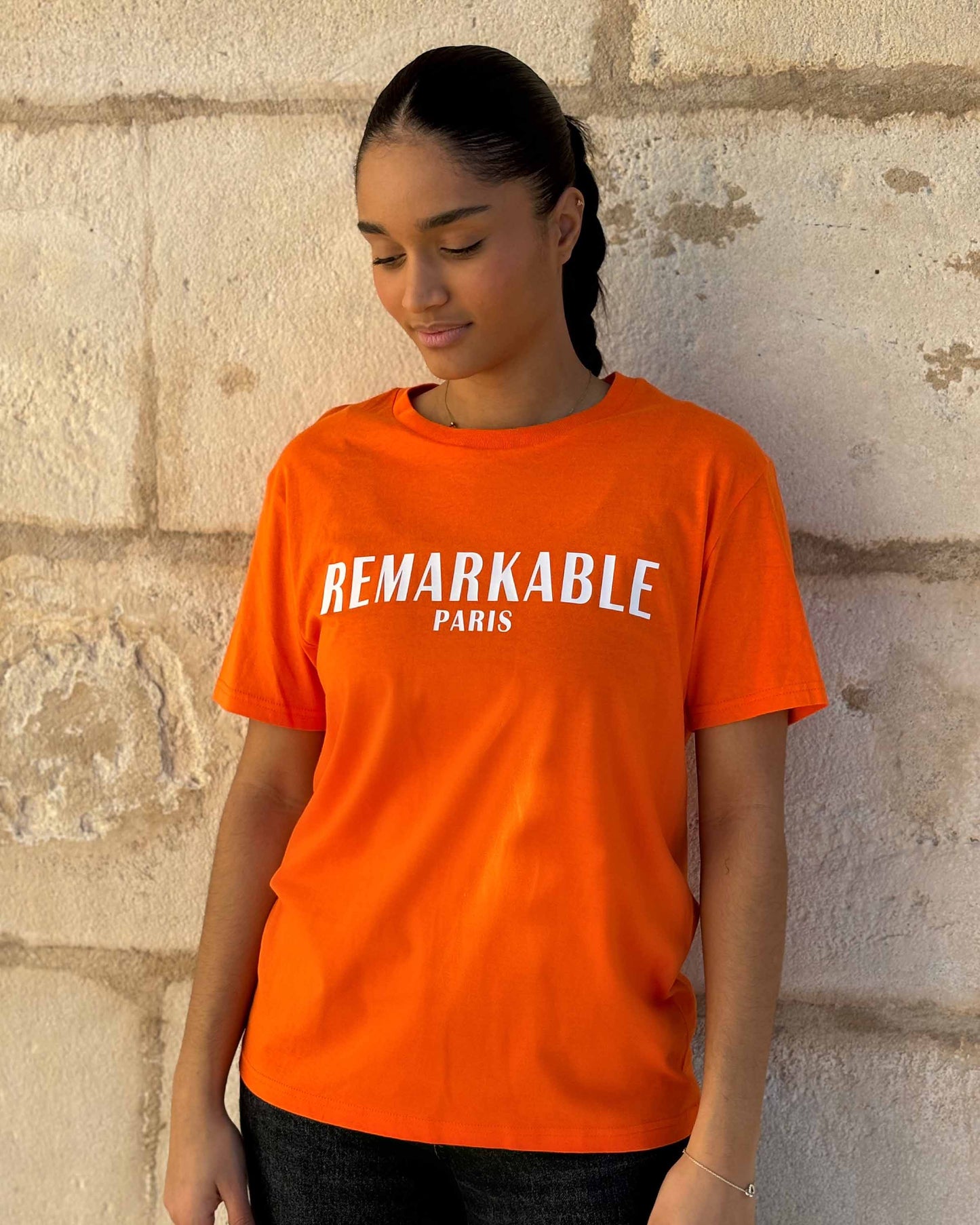 ORANGE AND WHITE ORGANIC COTTON T-SHIRT