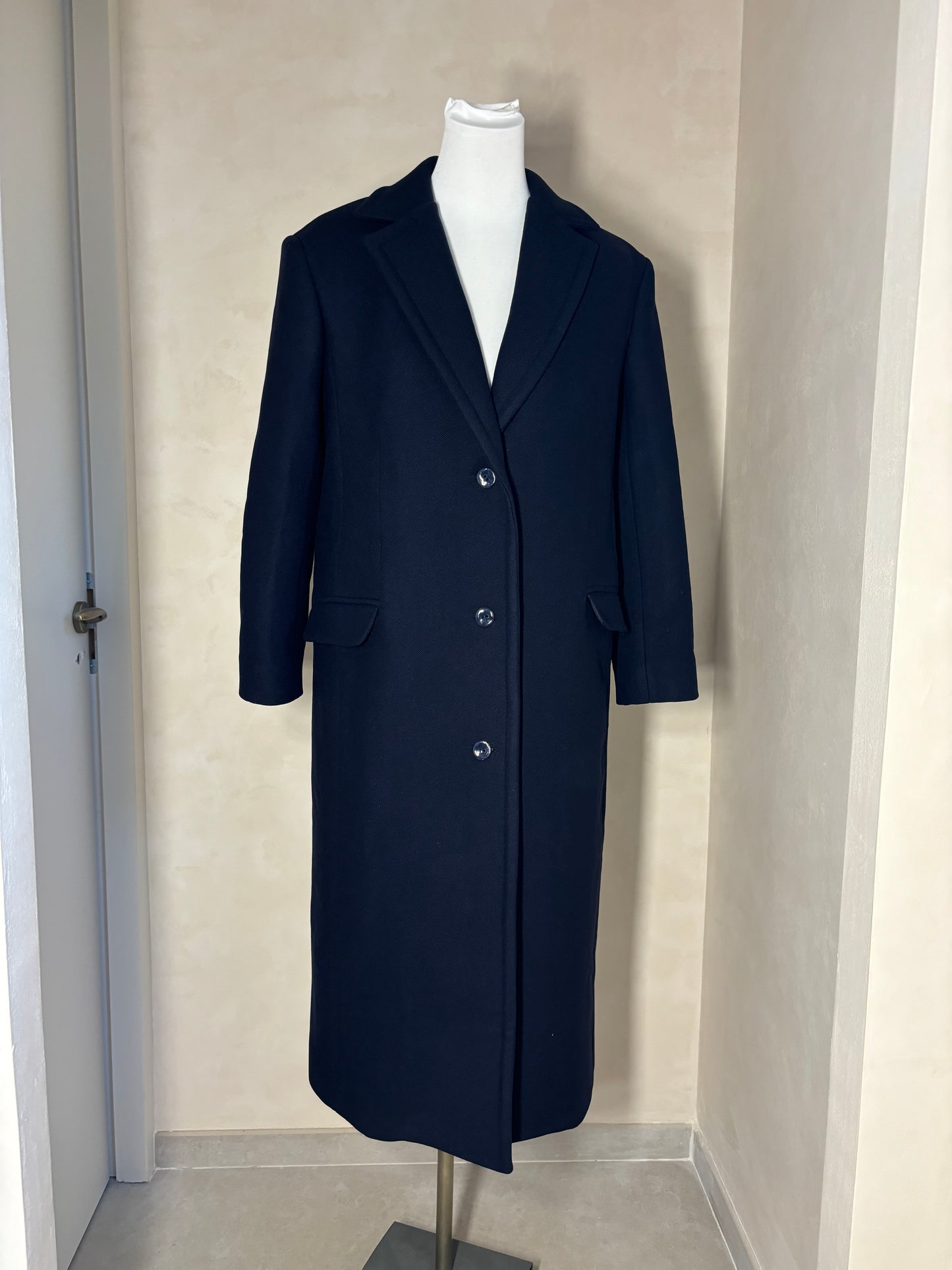 MANTEAU LAINE ET CACHEMIRE MARINE
