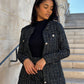 VESTE EN TWEED NOIR, BLEU, BLANC