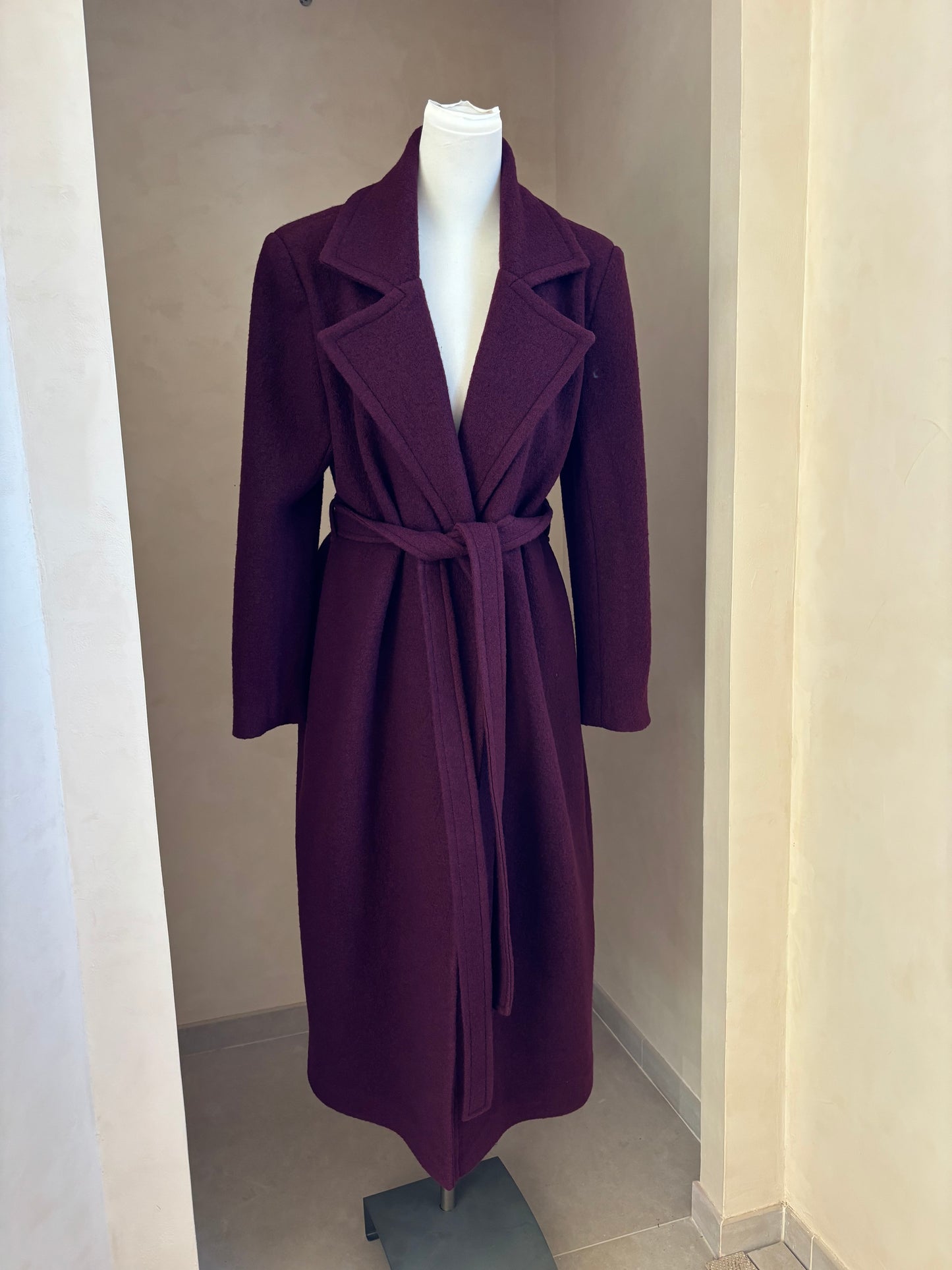 MANTEAU BORDEAUX 100% LAINE