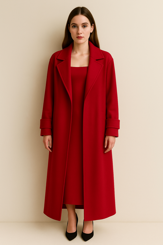 MANTEAU DROIT 100% LAINE ROUGE
