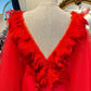 ROBE ROUGE DOS NU EN PLUME