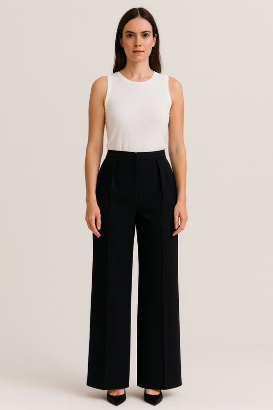 PANTALON À PLIS 100% LAINE