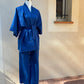BLUE KIMONO SET 100% LINEN
