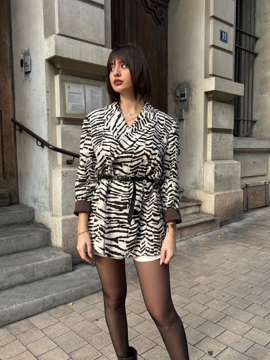 DOUBLE-BREASTED BLAZER - LINEN AND COTTON