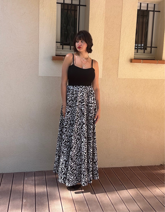100% COTTON LONG SKATER SKIRT
