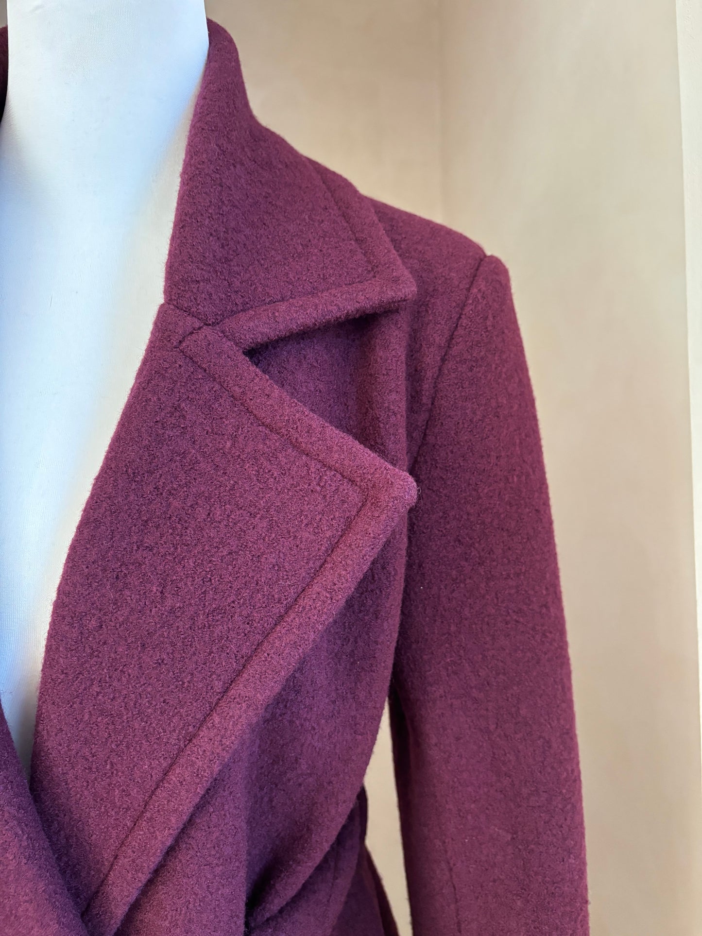 MANTEAU BORDEAUX 100% LAINE