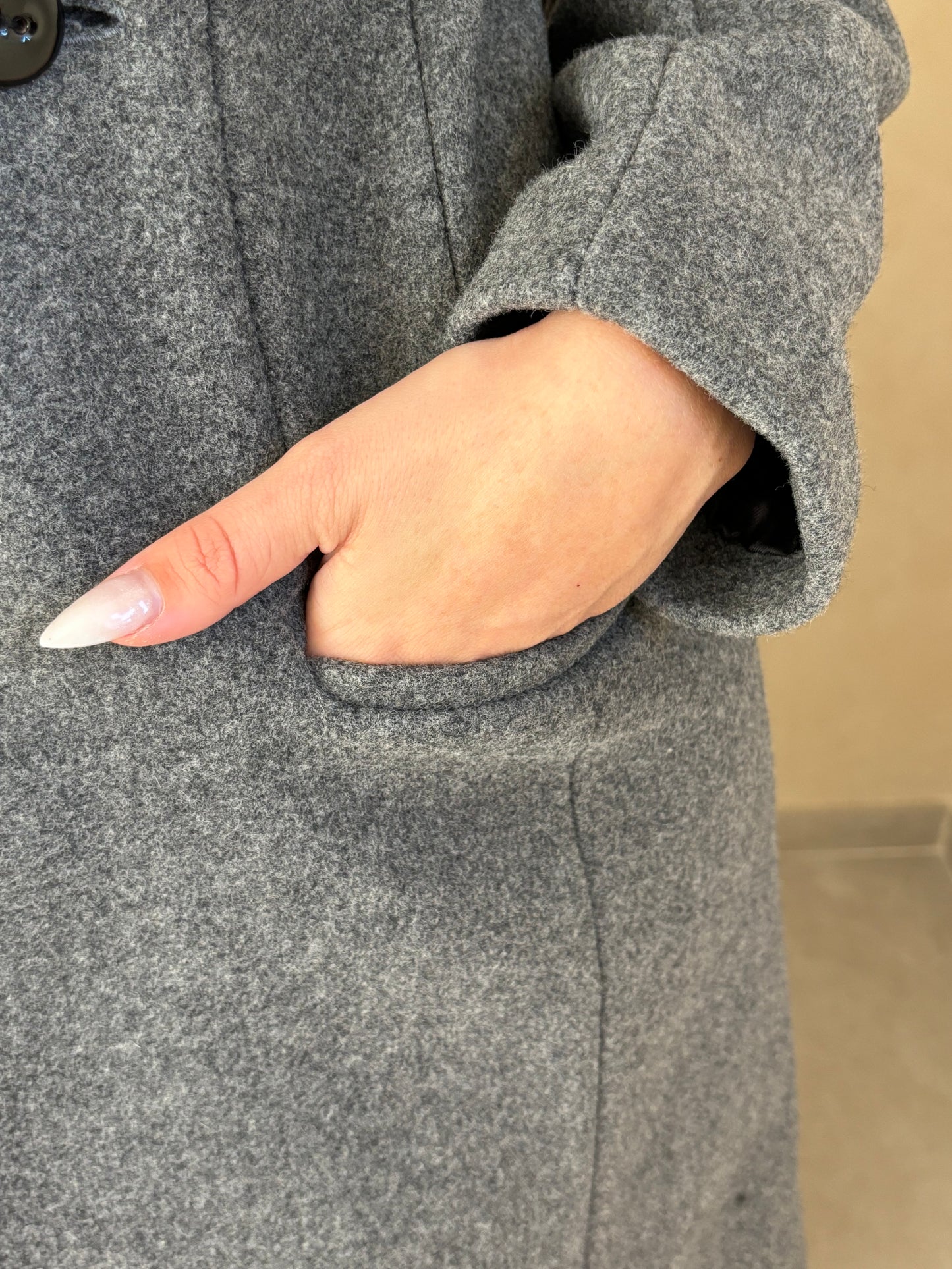 MANTEAU DROIT 100% LAINE GRIS