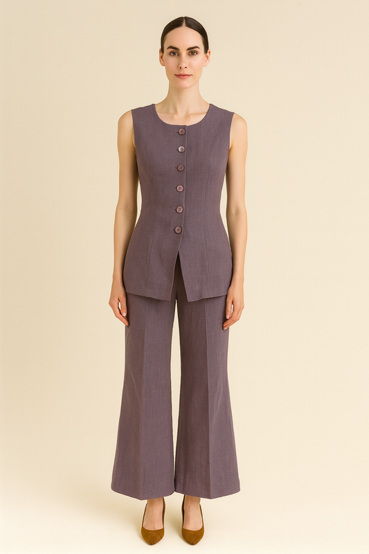 PANTALON BOOT CUT 100% LIN