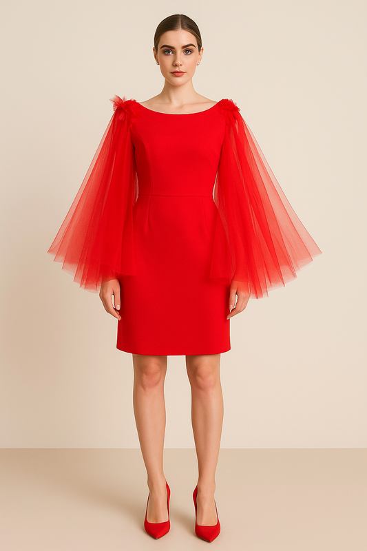 ROBE ROUGE DOS NU EN PLUME