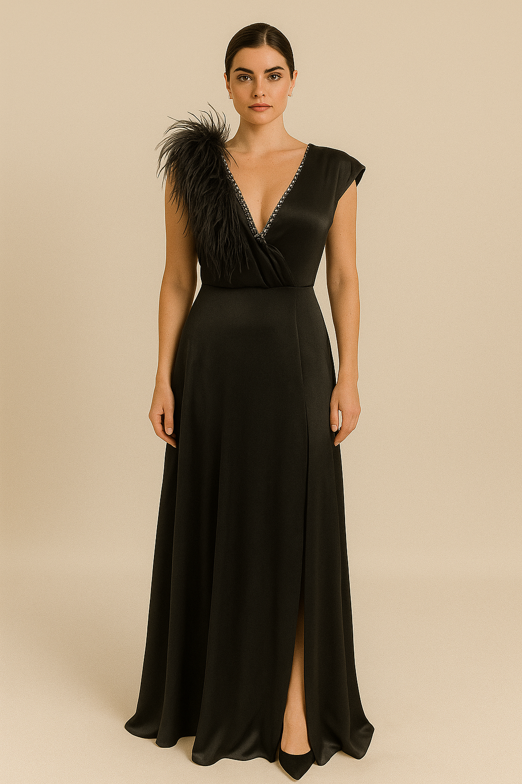 ROBE DE COCKTAIL A PLUME