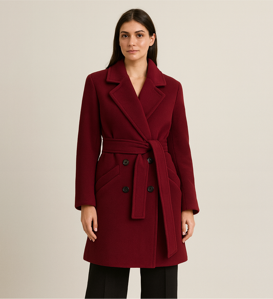 MANTEAU BORDEAUX 100% LAINE