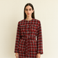 VESTE EN TWEED A CARREAUX ROUGE