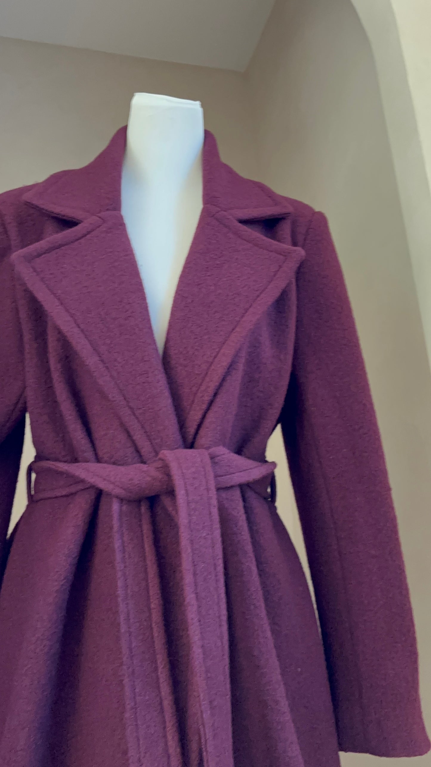 MANTEAU BORDEAUX 100% LAINE