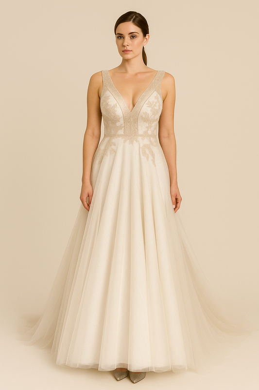 ROBE DE MARIÉ AVEC BRODERIE ET CRISTAUX