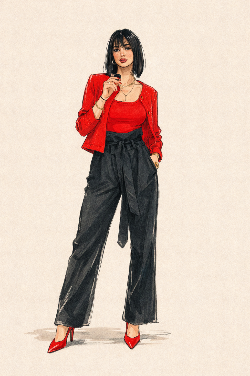 PANTALON 100% COTON TAILLE EXTRA HAUTE