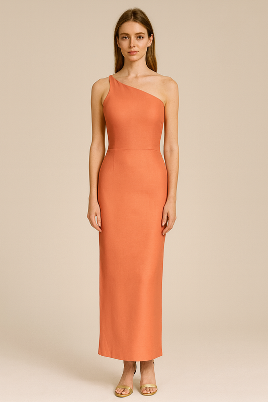 Robe corail asymétrique