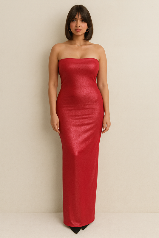 ROBE BUSTIER ROUGE PAILLETTE