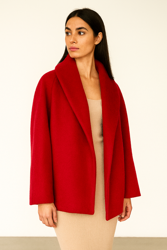 MANTEAU 100% LAINE ROUGE
