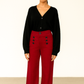 PANTALON ROUGE À BOUTONS