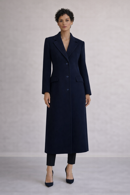MANTEAU LAINE ET CACHEMIRE BLEU