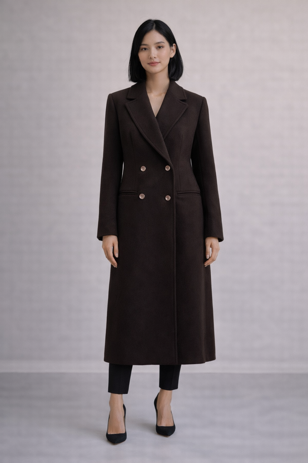 MANTEAU CROISÉ LAINE, CACHEMIRE ET ALPAGA