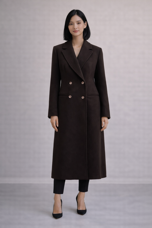 MANTEAU CROISÉ LAINE, CACHEMIRE ET ALPAGA