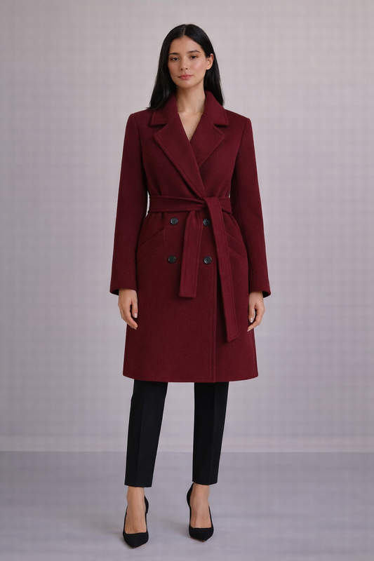 MANTEAU BORDEAUX 100% LAINE