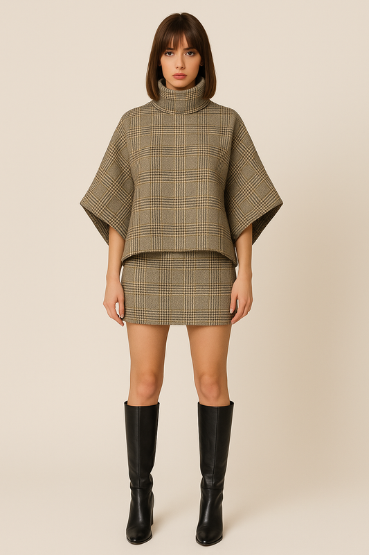 100% WOOL SKIRT AND CAPE SET