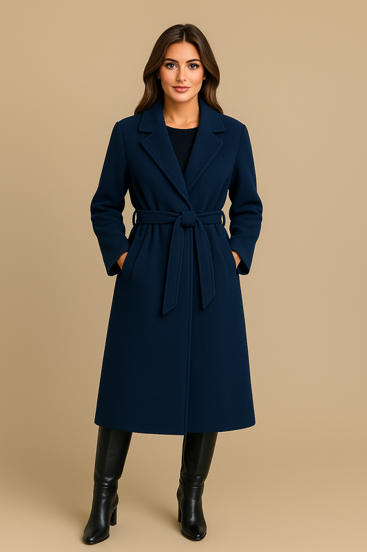 MANTEAU LAINE ET CACHEMIRE BLEU