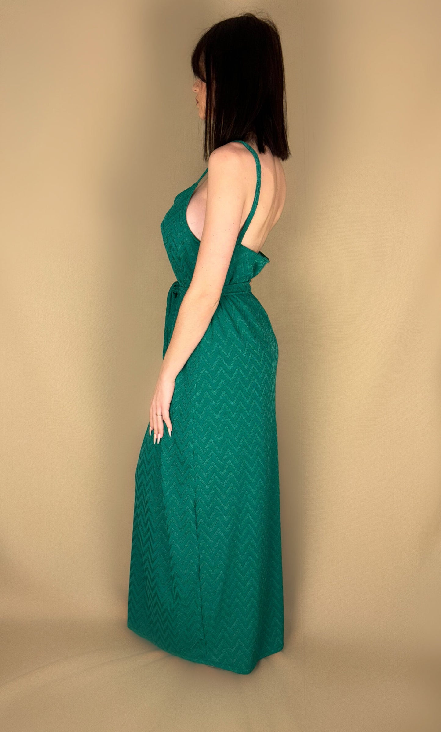 ROBE LONGUE VERTE EN MAILLE