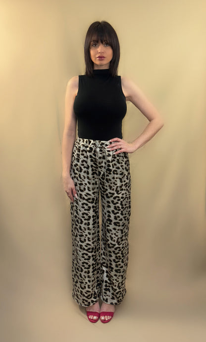 PANTALON LEOPARD CEINTURE ÉLASTIQUE