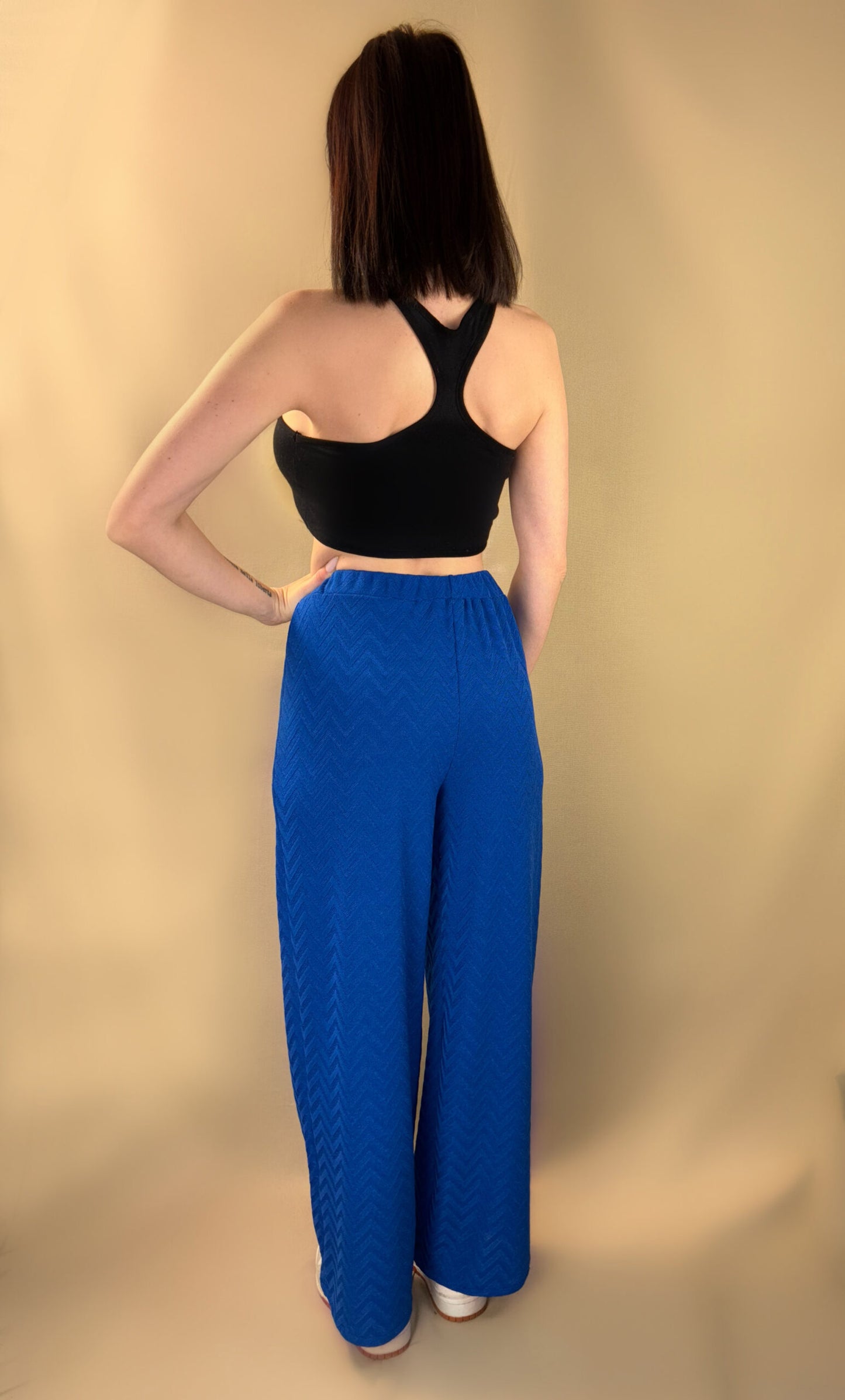 PANTALON EN MAILLE BLEU