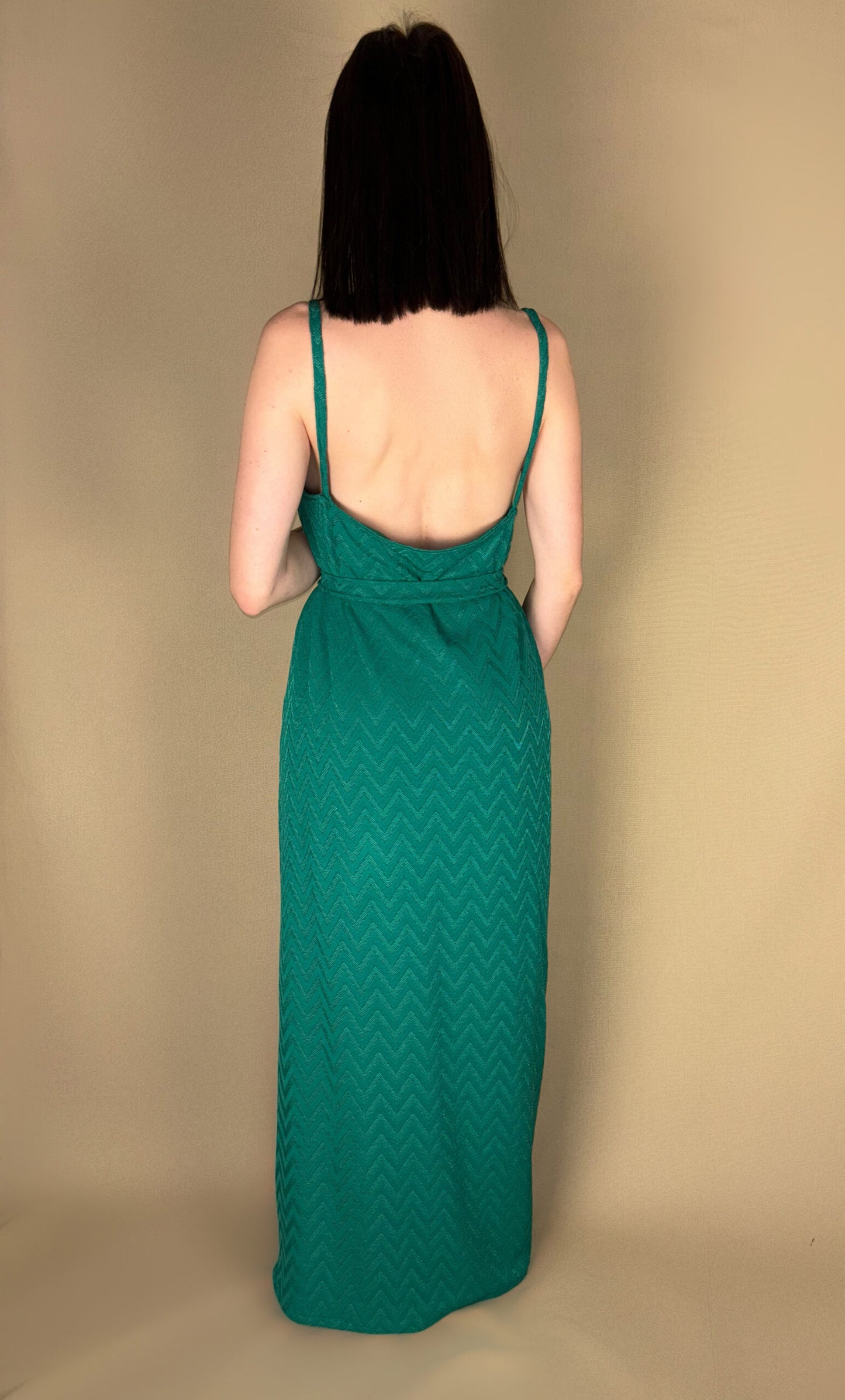 ROBE LONGUE VERTE EN MAILLE